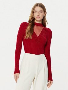 Guess Sweter W5RR15 Z2Y50 Czerwony Regular Fit. Czerwone swetry klasyczne Guess, xs, z syntetyku, bez kołnierzyka. Za 239,99 zł.