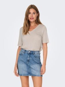 ONLY Koszulka "Elise" w kolorze beżowym rozmiar: XS. Brązowe bluzki ONLY, xs, bez wzorów, bez kołnierzyka, bez ramiączek. Za 37,30 zł.