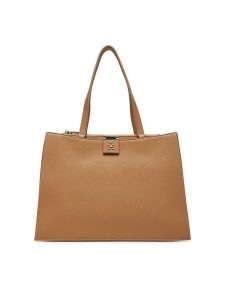 Tommy Hilfiger Torebka Th Her Tote AW0AW17191 Brązowy. Brązowe torebki klasyczne TOMMY HILFIGER, bez wzorów, ze skóry, bez dodatków. Za 409,99 zł.
