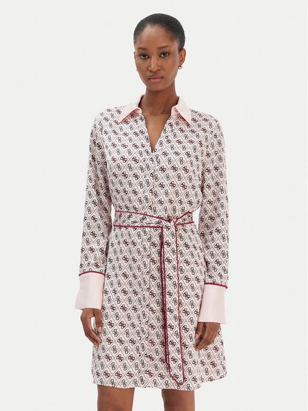 Guess Sukienka koszulowa W6RK90 WF1T2 Różowy Regular Fit. Czerwone sukienki Guess, xxl, z aplikacjami, z syntetyku, bez kołnierzyka, bez ramiączek, koszulowe. Za 614,99 zł.