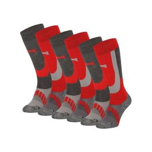 Skarpety narciarskie dla dorosłych unisex 6 par. Czerwone skarpetki XTREME, bez wzorów, z materiału. Za 293,45 zł.