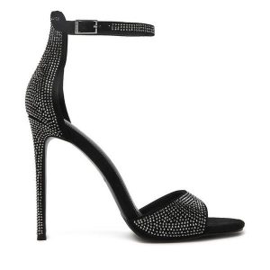 Sandały Eva Minge. Czarne sandały Eva Minge, bez wzorów, bez obcasa, na szpilce, bez zapięcia. Za 479,99 zł.