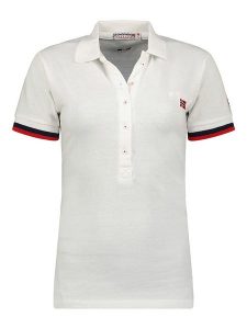 Geographical Norway Koszulka polo "Kerig" w kolorze białym rozmiar: XL. Białe bluzki Geographical Norway, xl, bez wzorów, z bawełny, bez kołnierzyka, bez ramiączek. Za 70,24 zł.