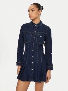 Tommy Jeans Sukienka jeansowa DW0DW20533 Granatowy Regular Fit. Niebieskie kombinezony Tommy Jeans, xl, bez wzorów, z bawełny, bez kołnierzyka, bez ramiączek. Za 389,99 zł.