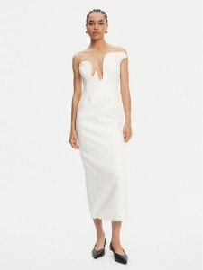 Bardot Sukienka koktajlowa Rosalyn 59733DB Biały Regular Fit. Białe kombinezony Bardot, bez wzorów, z syntetyku, wizytowe, bez kołnierzyka, bez ramiączek. Za 449,99 zł.