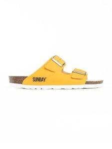 Sunbay Klapki "Trefle" w kolorze żółtym rozmiar: 39. Żółte klapki Sunbay, bez wzorów, z otwartym noskiem, bez obcasa. Za 163,95 zł.