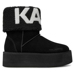 Śniegowce KARL LAGERFELD. Czarne buty zimowe KARL LAGERFELD, bez obcasa, bez zapięcia. Za 579,99 zł.