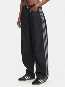 Adidas Jeansy KQ6474 Czarny Barrel Fit. Czarne jeansy ADIDAS, bez wzorów, z bawełny. Za 369,99 zł.