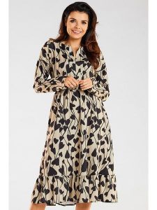 Awama Sukienka w kolorze beżowym rozmiar: S. Brązowe sukienki Awama, s, bez wzorów, bez kołnierzyka, bez ramiączek, midi. Za 144,99 zł.