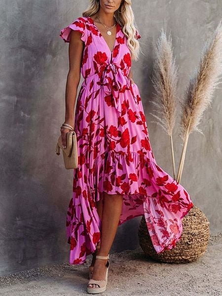 LA Angels Sukienka w kolorze jasnoróżowo-czerwonym rozmiar: L. Czerwone sukienki LA Angels, na imprezę, l, bez wzorów, bez kołnierzyka, bez ramiączek, maxi. Za 196,24 zł.