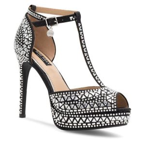 Sandały Nine West. Czarne sandały Nine West, bez wzorów, bez obcasa, na szpilce, bez zapięcia. Za 179,99 zł.
