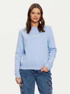 Guess Jeans Bluza W4YQ10 KC811 Niebieski Regular Fit. Niebieskie bluzy Guess Jeans, m, z aplikacjami, z bawełny, bez kaptura. Za 189,99 zł.