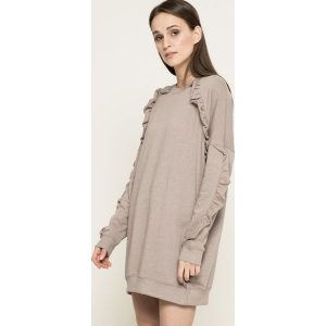 Missguided - Sukienka. Szare sukienki marki Missguided, na co dzień, z bawełny, casualowe, z okrągłym kołnierzem, z długim rękawem, maxi. W wyprzedaży za 59,90 zł.