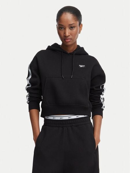 Reebok Bluza Daniella RK25684CCW Czarny Regular Fit. Czarne bluzy Reebok, xs, bez wzorów, z bawełny, bez kaptura. Za 219,99 zł.