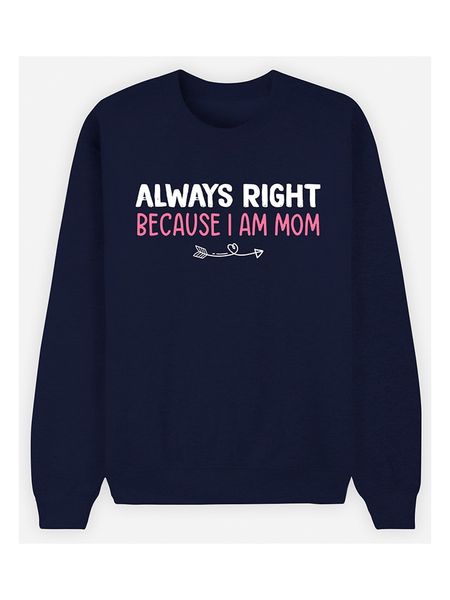 WOOOP Bluza "Always Right Mom" w kolorze granatowym rozmiar: L. Niebieskie bluzy Wooop, l, bez wzorów, z bawełny, bez kaptura. Za 108,99 zł.