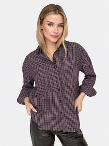 ONLY Koszula Fenna 15375372 Fioletowy Oversize. Fioletowe koszule ONLY, xs, bez wzorów, z bawełny, bez kołnierzyka, bez ramiączek. Za 169,99 zł.