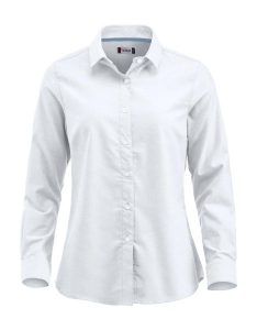 Clique Garland Koszula Oxford damska z długim rękawem 100% bawełna biała – white. Białe koszule CLIQUE, xl, bez wzorów, z bawełny, bez kołnierzyka, bez ramiączek. Za 229,58 zł.