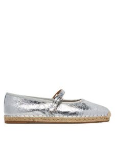 MICHAEL Michael Kors Espadryle Lynn 40S5LYFP2M Srebrny. Szare espadryle MICHAEL Michael Kors, bez wzorów, ze skóry, bez obcasa. Za 339,99 zł.