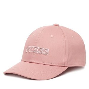 Czapka z daszkiem Guess. Czerwone czapki Guess, z aplikacjami. Za 109,99 zł.