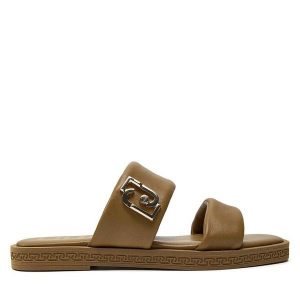 Klapki Liu Jo. Brązowe klapki Liu Jo, bez wzorów, bez obcasa. Za 349,99 zł.