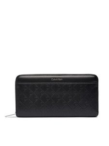 Calvin Klein Portfel Emblem Aop Embossed Long Wallet LV04F1097G Czarny. Czarne portfele Calvin Klein, bez wzorów, ze skóry. Za 329,99 zł.