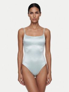 Calvin Klein Swimwear Strój kąpielowy LV00Q61120 Szary. Szare stroje jednoczęściowe Calvin Klein Swimwear, bez wzorów, z syntetyku. Za 383,99 zł.