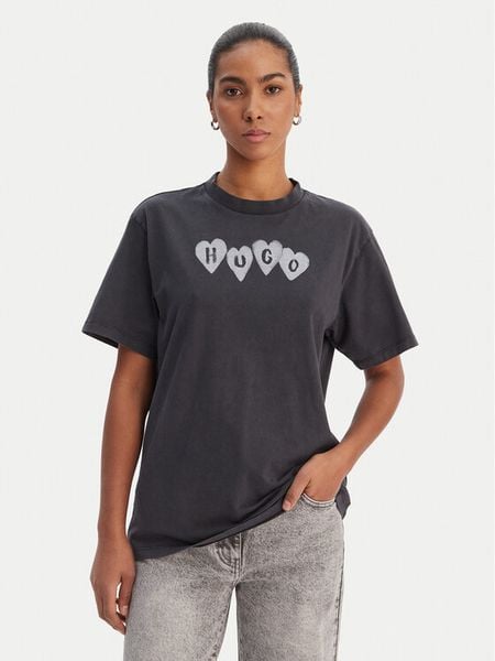 HUGO T-Shirt Vintage 50561164 Czarny Relaxed Fit. Czarne t-shirty Hugo, l, bez wzorów, z bawełny, bez kołnierzyka, bez ramiączek. Za 196,99 zł.