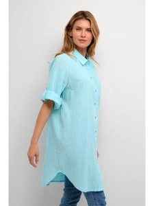 Kaffe Koszula w kolorze błękitnym rozmiar: 46. Niebieskie koszule Kaffe, bez wzorów, z bawełny, bez kołnierzyka, bez ramiączek. Za 74,81 zł.