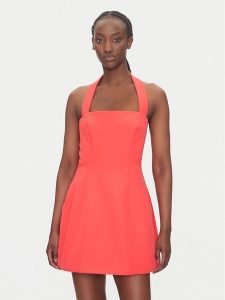 Bardot Sukienka koktajlowa 59857DB Czerwony Slim Fit. Czerwone kombinezony Bardot, bez wzorów, z syntetyku, wizytowe, bez kołnierzyka, bez ramiączek. Za 349,99 zł.