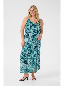 KAFFE curve Sukienka w kolorze turkusowym rozmiar: 54. Niebieskie sukienki KAFFE curve, bez wzorów, z wiskozy, bez kołnierzyka, bez ramiączek, maxi. Za 86,99 zł.
