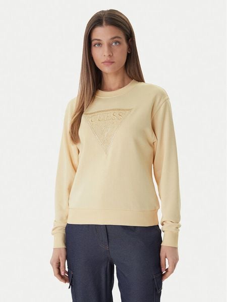 Guess Bluza W6GQ09 K3183 Żółty jasny Regular Fit. Żółte bluzy Guess, m, z aplikacjami, z bawełny, bez kaptura. Za 232,99 zł.