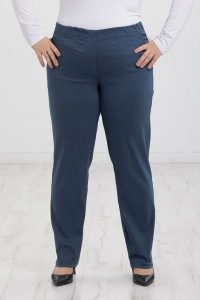 Grafitowe spodnie Nilda z prostą nogawką wysoki stan PLUS SIZE XXL. Szare spodnie z wysokim stanem Nasi partnerzy, bez wzorów, z elastanu, z podwyższonym stanem, krótkie. Za 159,90 zł.
