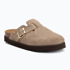 Klapki damskie Scholl Beatriz Suede. Brązowe klapki Scholl, bez wzorów, z materiału, bez obcasa. Za 419,99 zł.