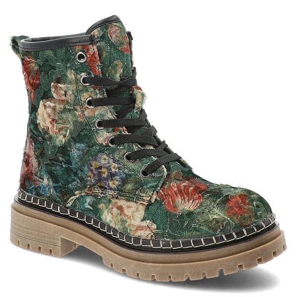 Zielone Botki Artiker Eleganckie Obuwie Damskie. Zielone botki ARTIKER, na zimę, bez wzorów, z materiału, bez obcasa, bez zapięcia. Za 239,00 zł.