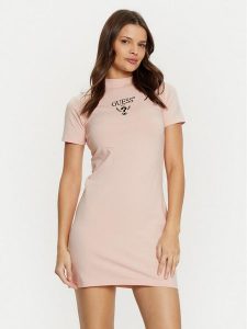 Guess Sukienka codzienna V4YK02 KCDH1 Różowy Regular Fit. Czerwone kombinezony Guess, xl, z aplikacjami, z bawełny, bez kołnierzyka, bez ramiączek. Za 219,99 zł.
