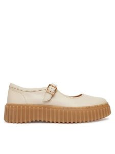 Clarks Półbuty Torhill Jane 26186305 Écru. Białe półbuty Clarks, bez wzorów, ze skóry, bez obcasa, na płaskiej podeszwie, bez zapięcia. Za 454,99 zł.
