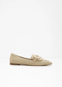 Loafersy. Zielone balerinki bonprix, bez wzorów, bez obcasa, bez zapięcia. Za 54,99 zł.