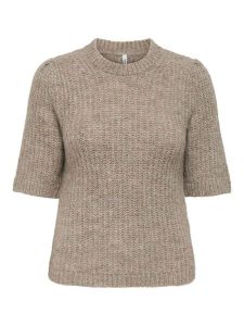 ONLY Sweter w kolorze beżowym rozmiar: S. Brązowe swetry oversize ONLY, s, bez wzorów, ze splotem, bez ramiączek. Za 118,01 zł.