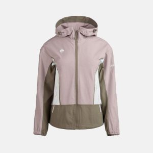 Lekka kurtka VENICE – regulowany kaptur, pas i kieszenie zapinane na zamek. Brązowe kurtki Izas, bez wzorów, z nylonu. Za 486,91 zł.