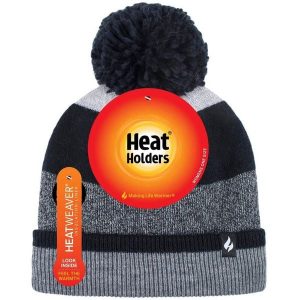 Czarny zimowy kapelusz dla kobiet - Izolacyjny i modny. Czarne kapelusze HEAT HOLDERS, bez wzorów, eleganckie. Za 163,99 zł.