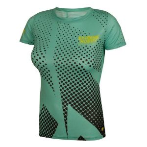 Koszulka do biegania damska z krótkim rękawem EXTREME HOBBY HALFTONE. Zielone bluzki EXTREME HOBBY, xs, bez wzorów, z elastanu, sportowe, bez kołnierzyka, bez ramiączek. Za 139,00 zł.