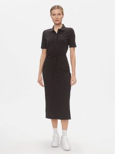 Tommy Hilfiger Sukienka codzienna Reg Breton Midi Polo Dress Ss WW0WW42030 Czarny Regular Fit. Czarne kombinezony TOMMY HILFIGER, na co dzień, m, bez wzorów, z bawełny, bez kołnierzyka, bez ramiączek, midi, proste. Za 439,99 zł.