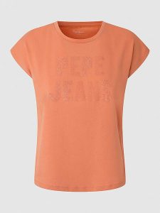 Pepe Jeans Koszulka w kolorze pomarańczowym rozmiar: L. Pomarańczowe bluzki Pepe Jeans, l, bez wzorów, z bawełny, bez kołnierzyka, bez ramiączek. Za 96,60 zł.