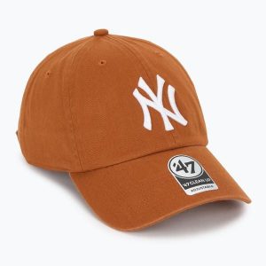 Czapka z daszkiem 47 Brand MLB New York Yankees CLEAN UP. Brązowe czapki 47 Brand, bez wzorów. Za 94,99 zł.