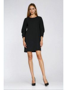 Nife Sukienka w kolorze czarnym rozmiar: 36. Czarne sukienki Nife, bez wzorów, bez kołnierzyka, bez ramiączek, mini. Za 153,71 zł.