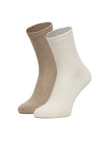 Nine West Skarpety długie CEO_AS_NW_08_W_AW25 (2 PACK) Écru. Skarpetki Nine West, bez wzorów, z materiału. Za 39,99 zł.