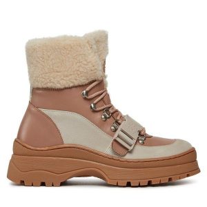 Botki Ted Baker. Brązowe botki Ted Baker, bez wzorów, bez obcasa, na płaskiej podeszwie, bez zapięcia. Za 559,99 zł.
