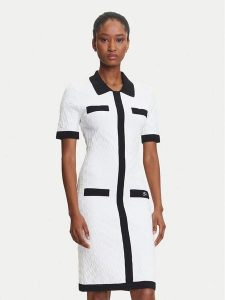 KARL LAGERFELD Sukienka dzianinowa A3W13036 Écru Slim Fit. Sukienki KARL LAGERFELD, l, bez wzorów, z dzianiny, bez kołnierzyka, bez ramiączek. Za 649,99 zł.