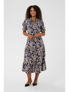 Cream Sukienka w kolorze granatowo-beżowym rozmiar: 36. Niebieskie sukienki Cream, bez wzorów, z wiskozy, bez kołnierzyka, bez ramiączek, midi. Za 195,99 zł.