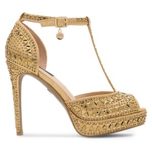 Sandały Nine West. Żółte sandały Nine West, bez wzorów, bez obcasa, na szpilce, bez zapięcia. Za 149,99 zł.